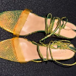 Reflective diamond Crocodile Skin Heel